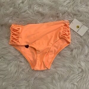 Neon Orange High waist cut out bikini bottom XS